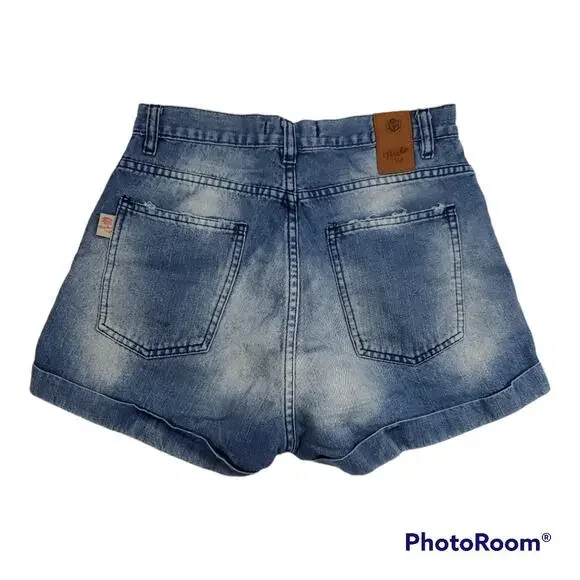 Brake Up Jeans | Cuffed High Waisted Jean Shorts | Size 36 (Sz 6 US) - Picture 4 of 5